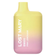 Lost Mary BM600 Prefilled Pod Kit in Pink Lemonade flavor, a compact and stylish, prefilled and ready to use with smooth nicotine salt e-liquid for a satisfying vaping experience.